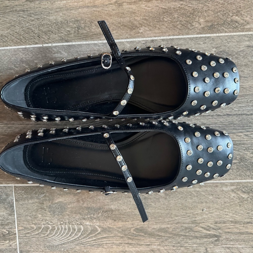 Studded Black Mary Jane Flats